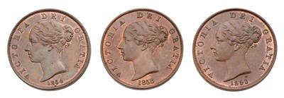 Lot 195 - 3x Victoria, 'Young Head' Halfpennies,...