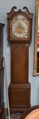 Lot 1375 - An Oak Eight Day Longcase Clock, 12" brass...