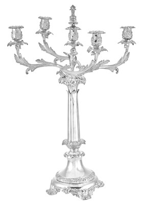 Lot 1071 - A William IV Silver Five Light-Candelabrum