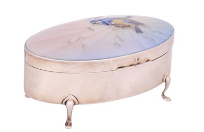 Lot 217 - A George V Silver and Enamel Jewellery-Box