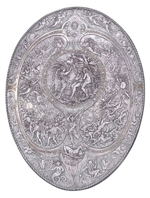 Lot 538 - A Victorian Parcel-Gilt Silver Plate Electrotype Shield