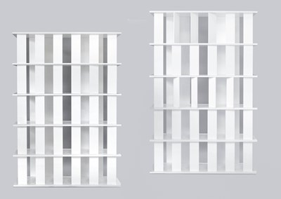 Lot 1282 - Two Roche Bobois White Flap Bookcases,...