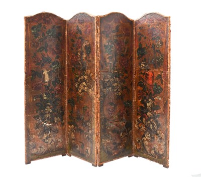Lot 603 - A Late 18th Century Four-Leaf Dressing Screen,...