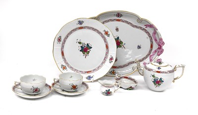 Lot 301 - A Herend Porcelain Tête-à-Tête, ozier moulded...