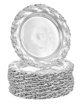 Lot 1027 - A Set of Eighteen American Silver Side-Plates