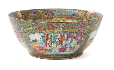 Lot 641 - A Cantonese Porcelain Punch Bowl, 19th century,...