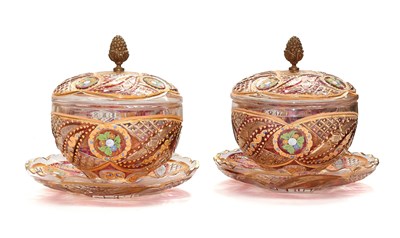 Lot 514 - A Pair of Bohemian Ruby Flash Glass Bowl,...