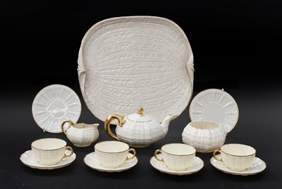 Lot 710 - A Belleek Porcelain Cabaret Tea Set, 19th...