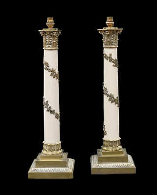Lot 8 - A Pair of Brass Mounted Corinthian Column...