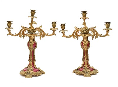 Lot 1108 - A Pair of French Gilt Bronze Mounted Porcelain...