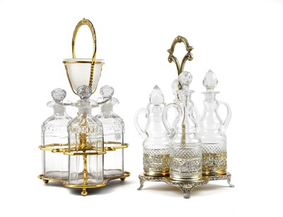 Lot 1120 - A French Gilt Metal Three-Bottle Decanter...