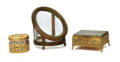 Lot 1111 - A French Gilt Metal Five Glass Table Casket,...