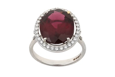Lot 2315 - An 18 Carat White Gold Garnet and Diamond...