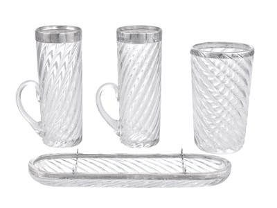 Lot 399 - Four Victorian Silver-Mounted Moulded-Glass Items