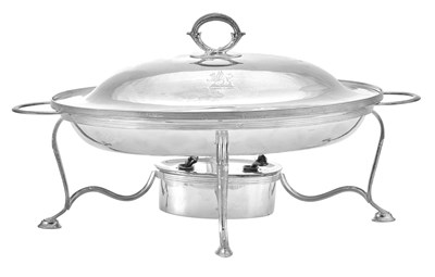 Lot 993 - A George III Silver Entrée-Dish, Cover, Stand and Lamp