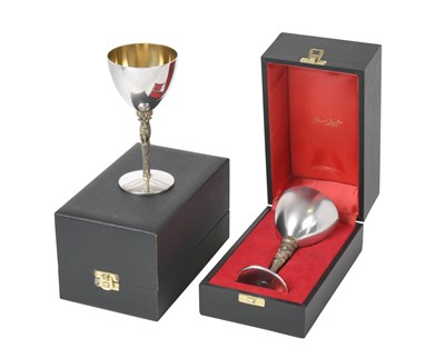 Lot 2586 - Two Elizabeth II Parcel-Gilt Silver Goblets
