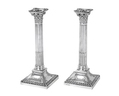 Lot 2552 - A Pair of Edward VII Silver Candlesticks