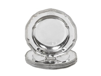 Lot 2454 - A Set of Six George III Silver Soup-Plates