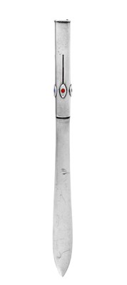 Lot 2510 - A George V Silver and Enamel Combination Paper-Knife and Propelling-Pencil