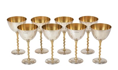Lot 2584 - A Set of Eight Elizabeth II Parcel-Gilt Silver Goblets