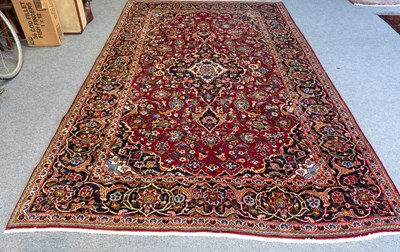 Lot 1195 - Kashan Carpet, the raspberry field of...