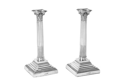 Lot 2551 - A Pair of George V Silver Candlesticks