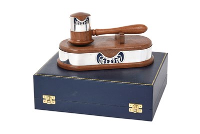 Lot 2592 - An Elizabeth II Silver-Mounted Wood Gavel and Stand