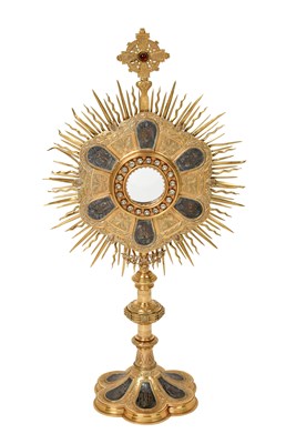 Lot 2606 - A French Gilt-Plated and Paste-Set Monstrance