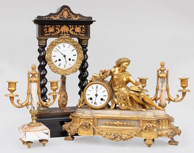 Lot 330 - A French Gilt Metal and Alabaster Striking...