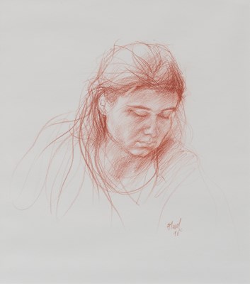 Lot 1050 - Alan Flood (b. 1951) Portrait of a girl Signed...