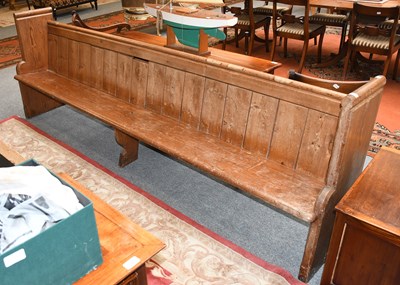 Lot 1276 - A Victorian Pitch Pine Church Pew, 284cm