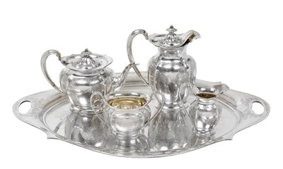 Lot 2565 - A Four-Piece George V Silver Tea-Service With a Tray En Suite