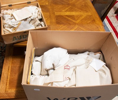 Lot 1030 - Assorted White Linen, Lace Trims and Assorted...