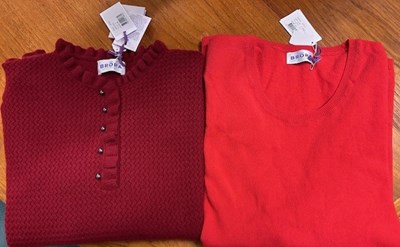 Lot 1145 - Brora Cashmere Knitwear, comprising a wine red...