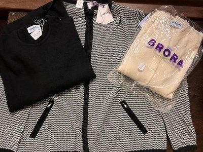Lot 1142 - Brora Cashmere Knitwear, comprising a white...