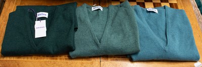 Lot 1050 - Three Brora V-Neck Cashmere Jumpers, in the...