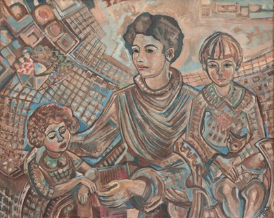 Lot 1094 - Arthur Kitching (1912-1981) Mother and her two...