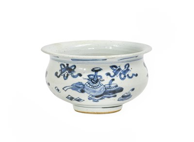 Lot 33 - A Chinese Porcelain Censer, Kangxi, of ovoid...