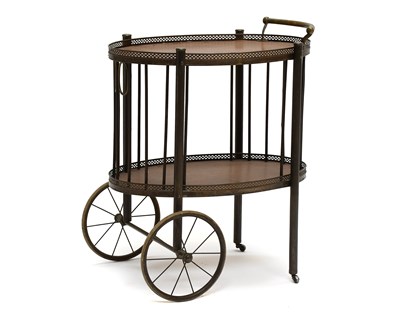 Lot 592 - A 1920's/30's Oak and Brass Two-Tier Dinner...