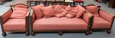 Lot 1343 - A 1920s Three-Piece Suite, mahogany framed,...
