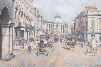 Lot 1155 - John L Chapman (b.1946) Street scene, possibly...