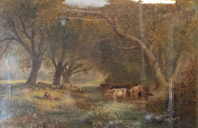 Lot 1089 - George Fielding (19th Century) Cattle in a...