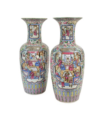Lot 61 - A Pair of Cantonese Porcelain Vases, mid 19th...