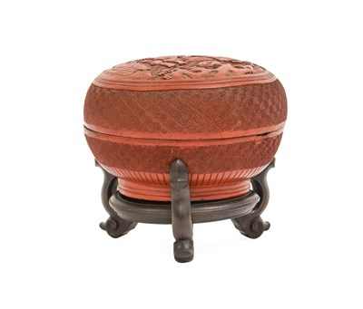 Lot 346 - A Chinese Cinnabar Lacquer Box and Cover, Qing...