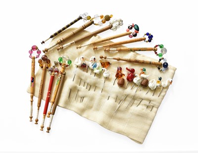 Lot 1037 - A Collection of Wood Lace Bobbins, and hat...