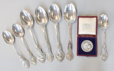 Lot 60 - A Group of Seven Edward VII Silver Spoons for...