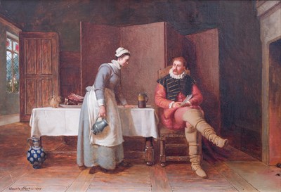 Lot 1067 - Edwin Hughes (1842-1922) Interior scene with a...