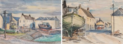 Lot 1090 - British School (20th century) Fishing village...