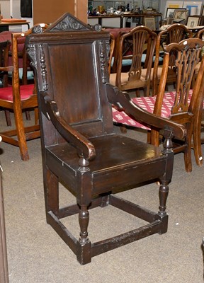 Lot 1240 - An 18th Century Carved Oak Wainscot Chair