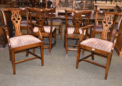 Lot 1290 - An Oak Dining Table, 20th century, on twin...